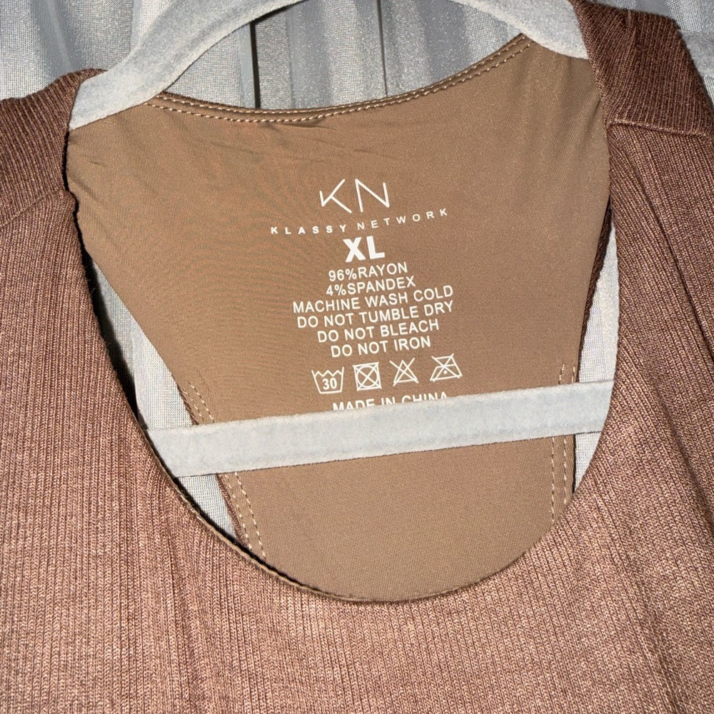 Klassy Network - Brown Sleeveless Midi Dress - Picture 2 of 4